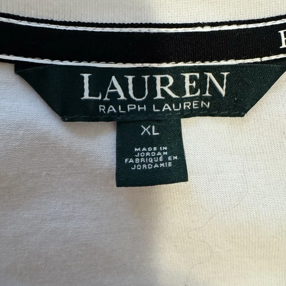 LAUREN Ralph Lauren Women T-Shirt Stripes XL Black & White Classic City Modern - Picture 4 of 4